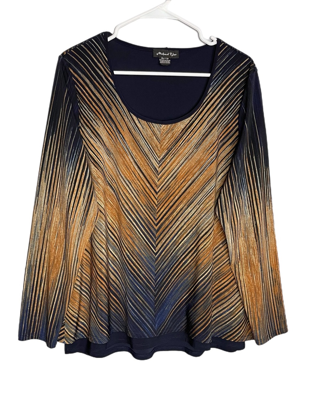 Michael Tyler Long Sleeve Stretch Blouse Lined Women’s Size XL